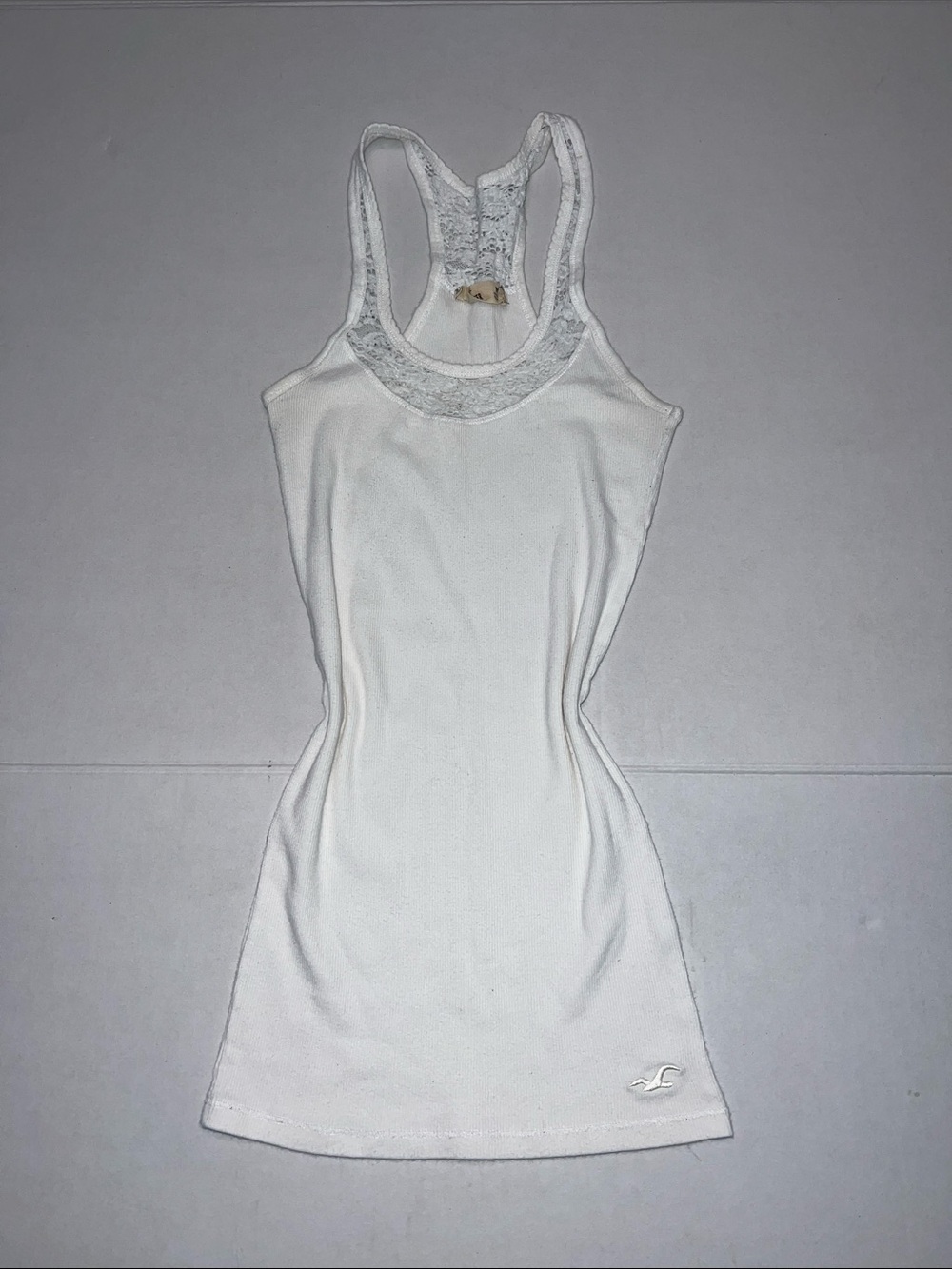 Hollister Y2K white Lace Trim Racerback Cami Tank Top Bella Swan Coquette size M